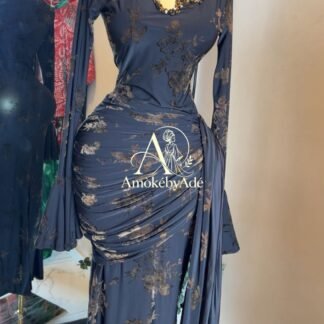 Sunset Abstract Ruched Maxi Dress